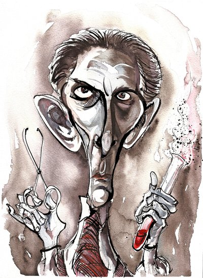 Peter Cushing - caricature by Neale Osborne